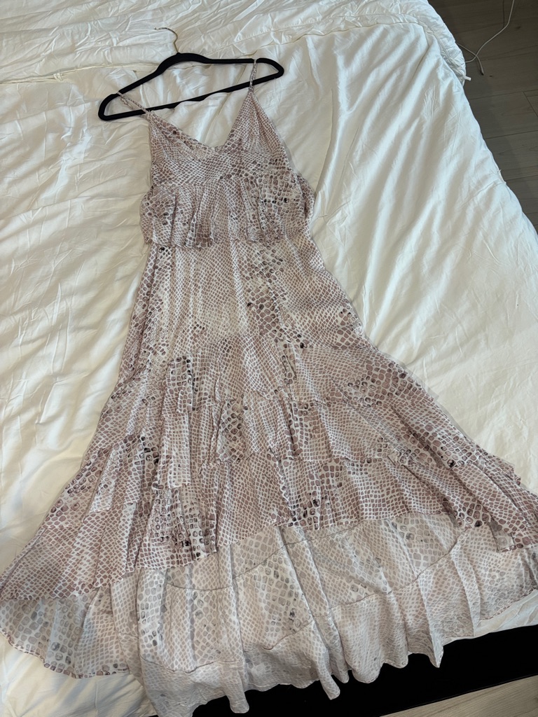 Buddy Love Blush Snakeskin Tiered Slip Maxi Dress